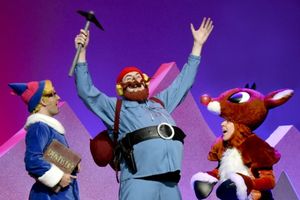 Kyle Montgomery as Hermey, Jeremiah Johnson as Yukon Cornelius, and Leo Thomasian as  Photo